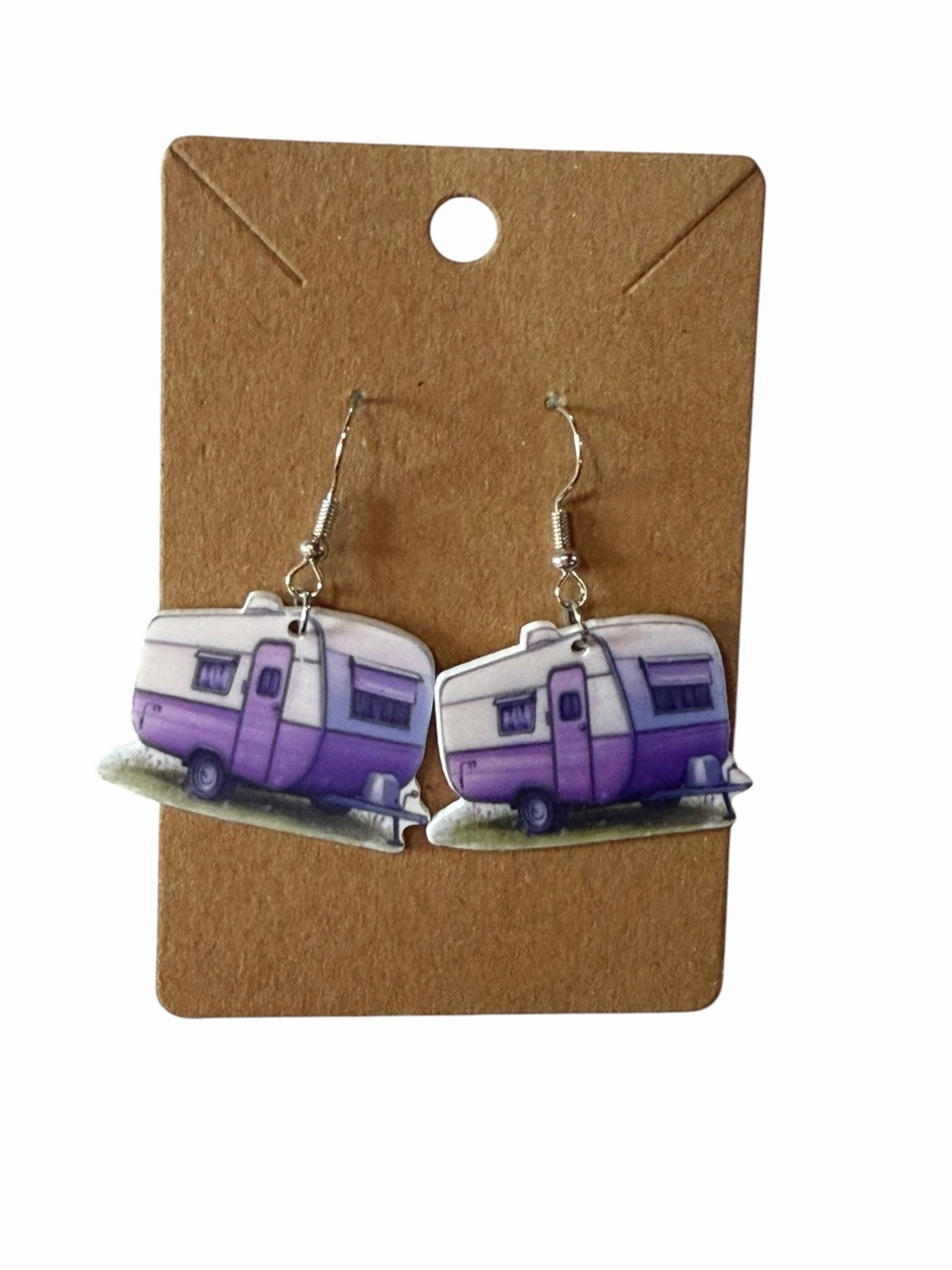 Purple Camper Trailer Dangle Earrings for Women